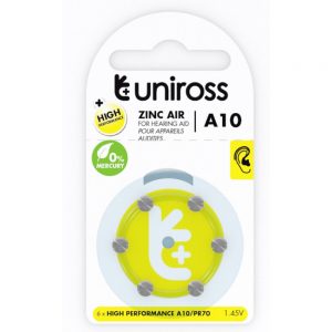 Uniross ZA10 μπαταρίες βαρηκοΐας Κίτρινη 1.45V