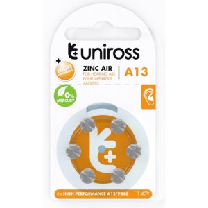 Uniross A13 μπαταρίες βαρηκοΐας Πορτοκαλί 1.45V