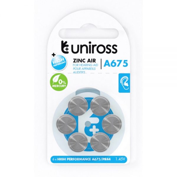 Uniross ZA675 μπαταρίες βαρηκοΐας Μπλε 1.45V